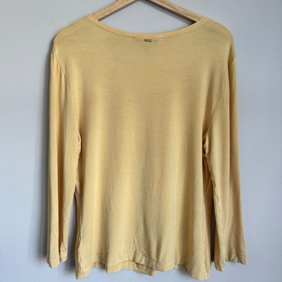 St John Yellow V-Neck Top Embellished Beaded Party Holiday Glam Classic - Picture 11 of 16